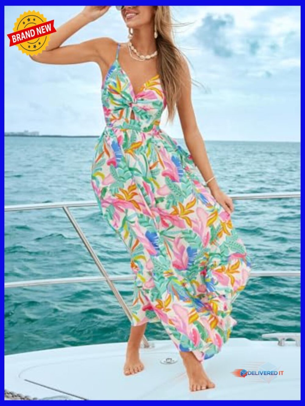 Maxi Dress V-Neck Sleeveless Rayon Casual Summer Long Dress - Picture 4 of 6